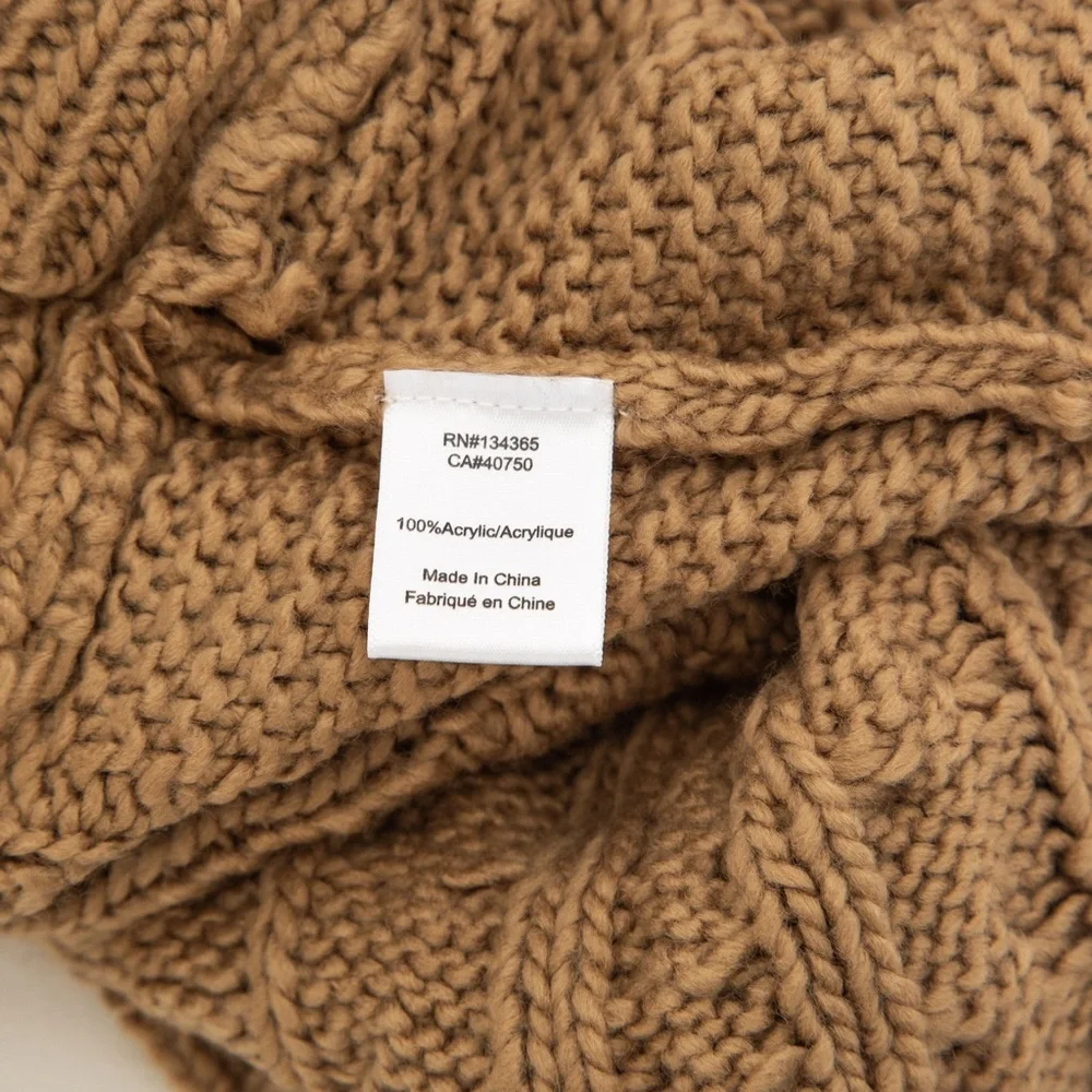 Cable knit sweater poncho black & camel XL/1X Brittany Humble